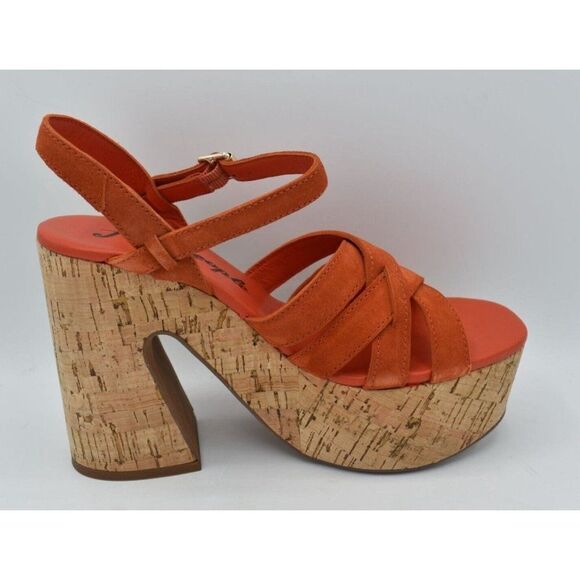 Free People Size EU 38 US 8 Lisbon Sunstar Mary Jane Orange Platform Sandals - Picture 4 of 8
